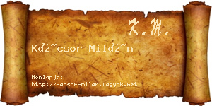 Kácsor Milán névjegykártya