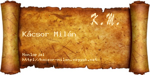 Kácsor Milán névjegykártya